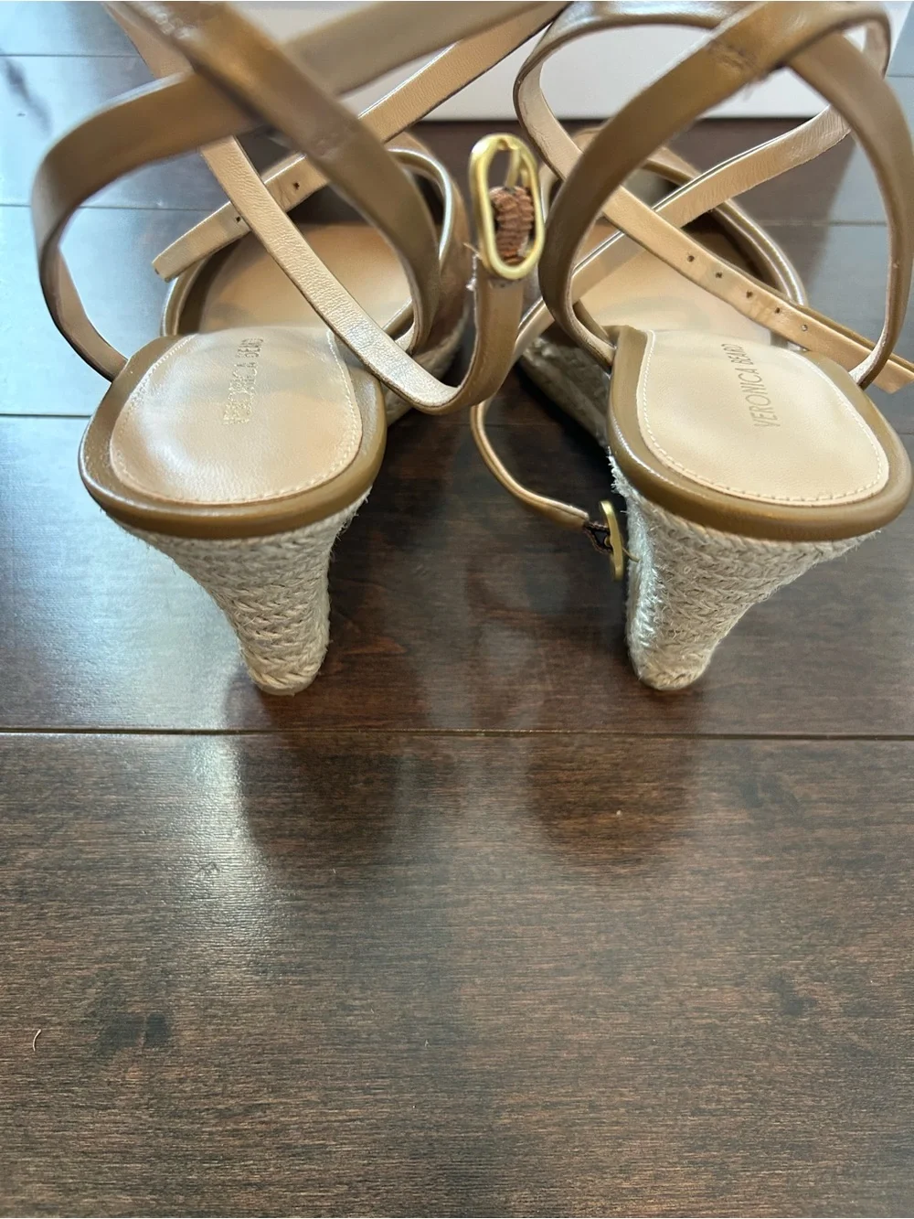 Veronica Beard Pasina Wedge Espadrille Peep-Toe Sandals - worn once inside